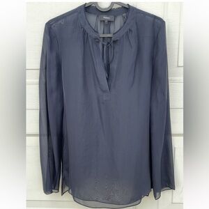 Women's theory sheer black top  100% silk S/P